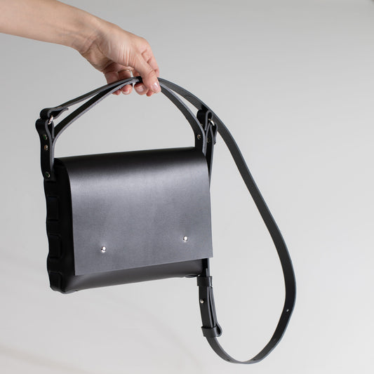 PYKOK Agatha no.2 natural leather crossbody bag in black — view 2