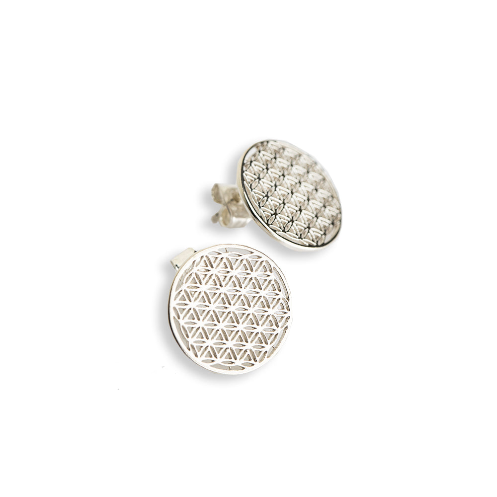 New Vintage by Kriss Flower of Life silver stud earrings — view 5