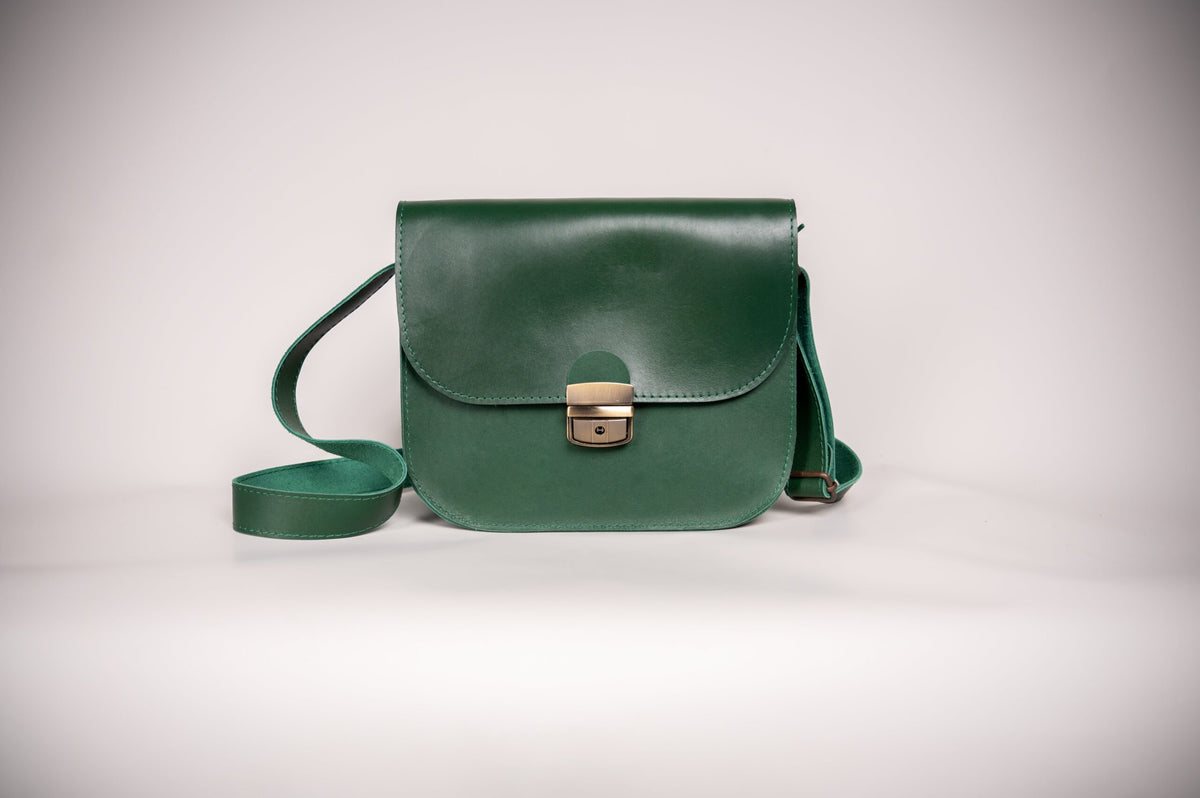 Zelma Kraft large green natural leather saddle bag — view 11
