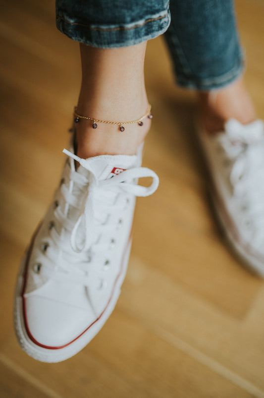 New Vintage by Kriss Eat Pray Love silver gemstone anklet — view 2