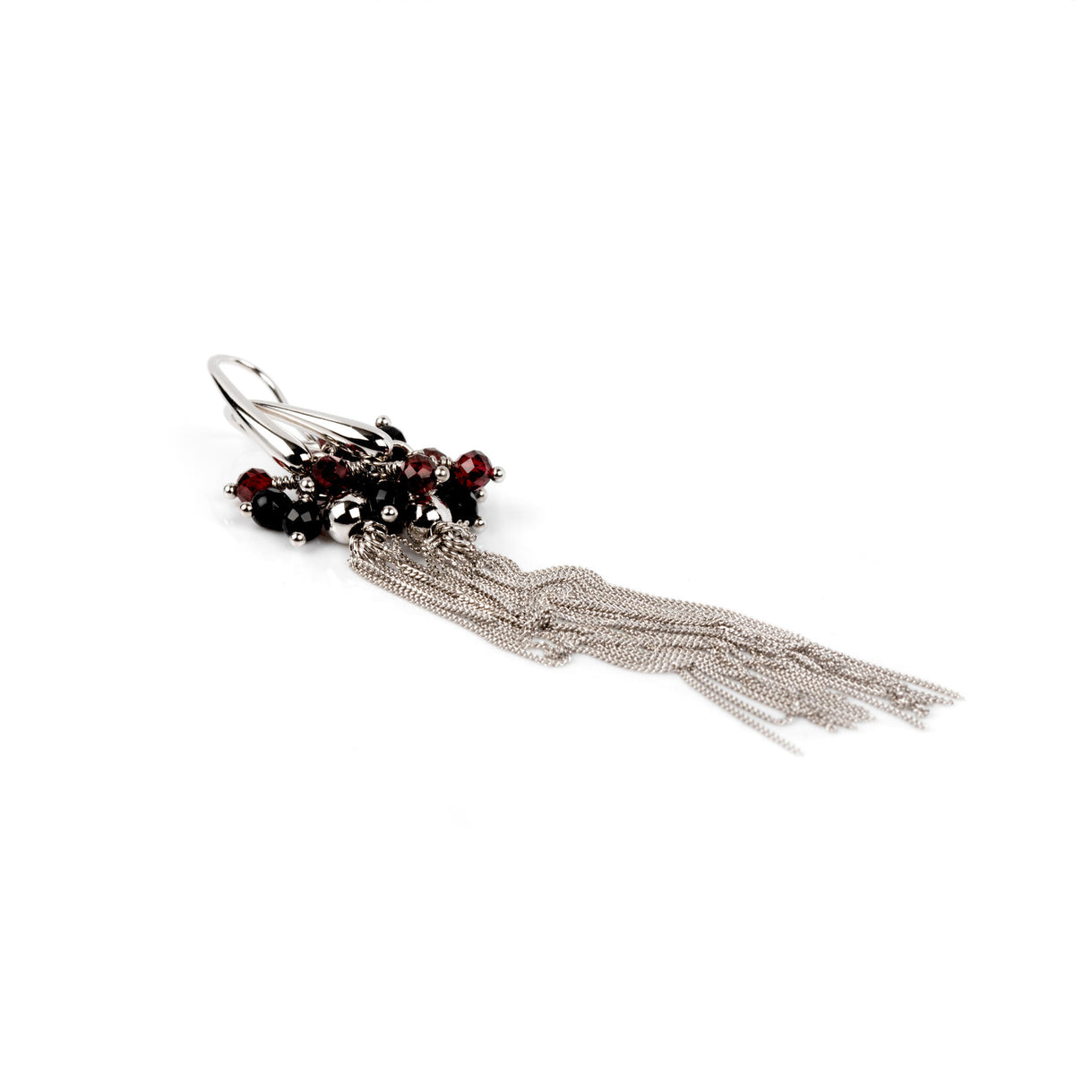 MyaMoon Cherie Black Tassel silver earrings — view 3