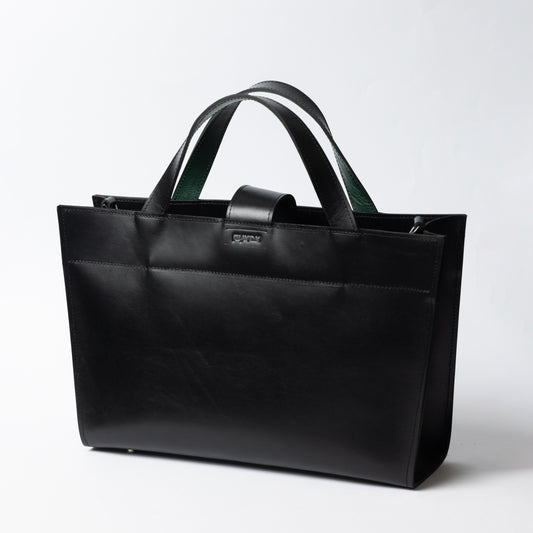 PYKOK Monika genuine leather tote bag in black — view 2