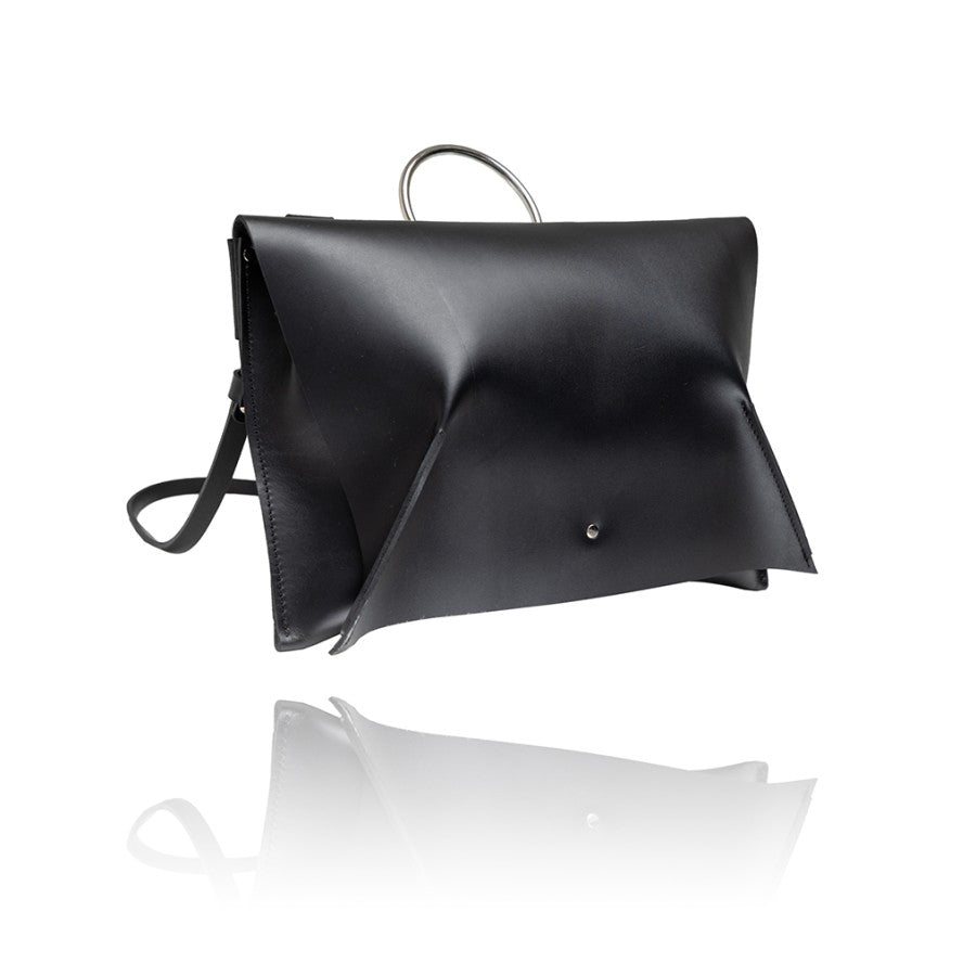 PYKOK Kamila natural leather handbag in black — view 4