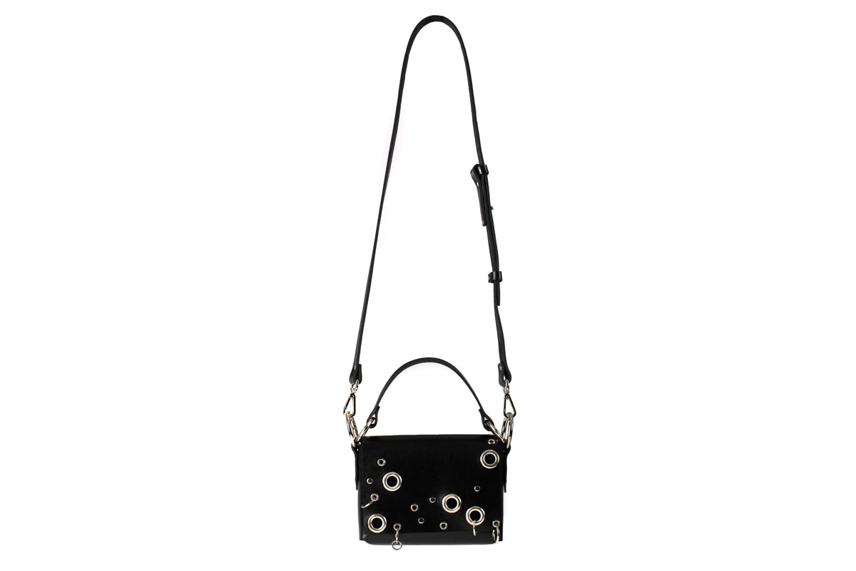 PYKOK Mia studded leather crossbody bag in black — view 8