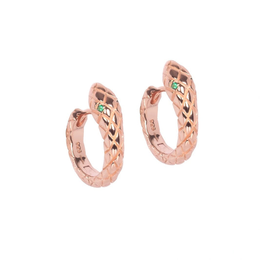 MyaMoon Ouro snake silver hoop earrings — view 2