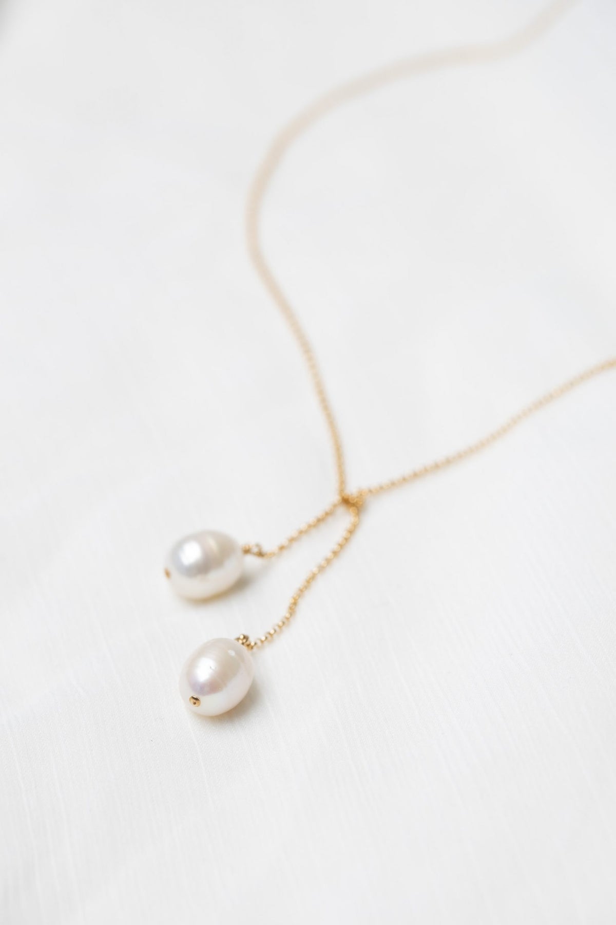 New Vintage by Kriss Tied to Coco silver pearl necklace — view 3