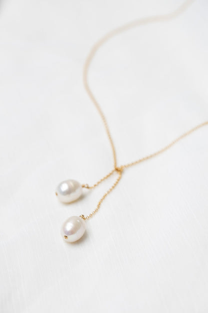 New Vintage by Kriss Tied to Coco silver pearl necklace — view 3