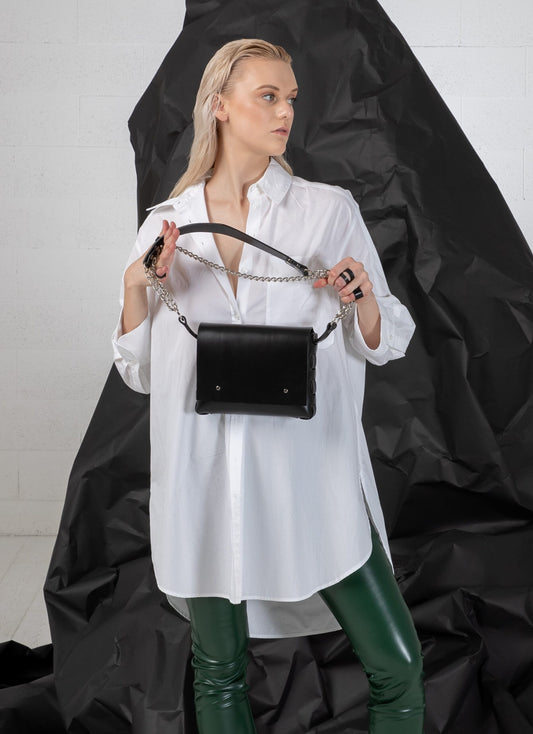 PYKOK Agatha no.3 leather crossbody bag with chain strap — view 2