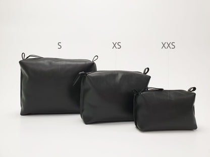 Zelma Kraft black natural leather cosmetic bag — view 9