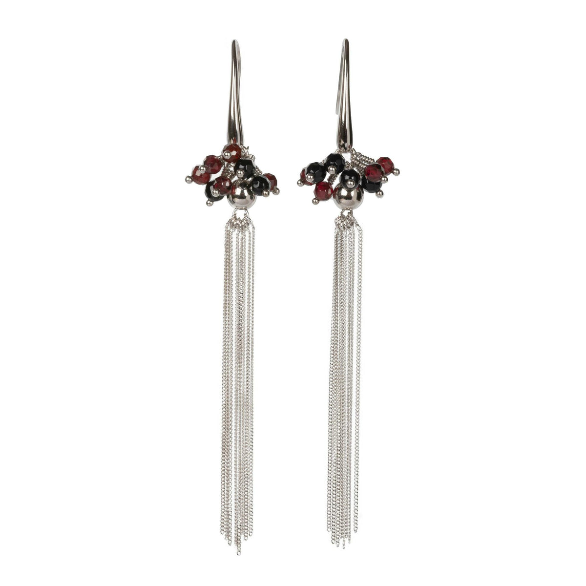 MyaMoon Cherie Black Tassel silver earrings — view 2