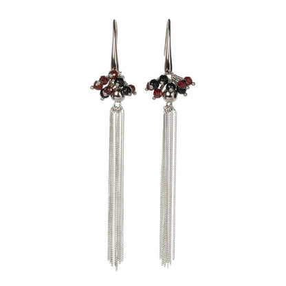 MyaMoon Cherie Black Tassel silver earrings — view 2