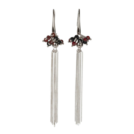 MyaMoon Cherie Black Tassel silver earrings — view 2