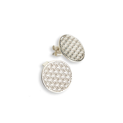 New Vintage by Kriss Flower of Life silver stud earrings — view 5
