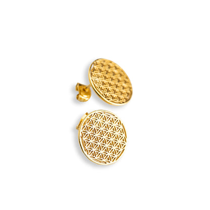 New Vintage by Kriss Flower of Life silver stud earrings — view 4