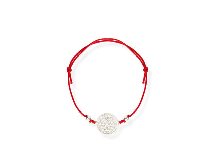 New Vintage by Kriss Flower of Life silver bracelet on red cord — view 2