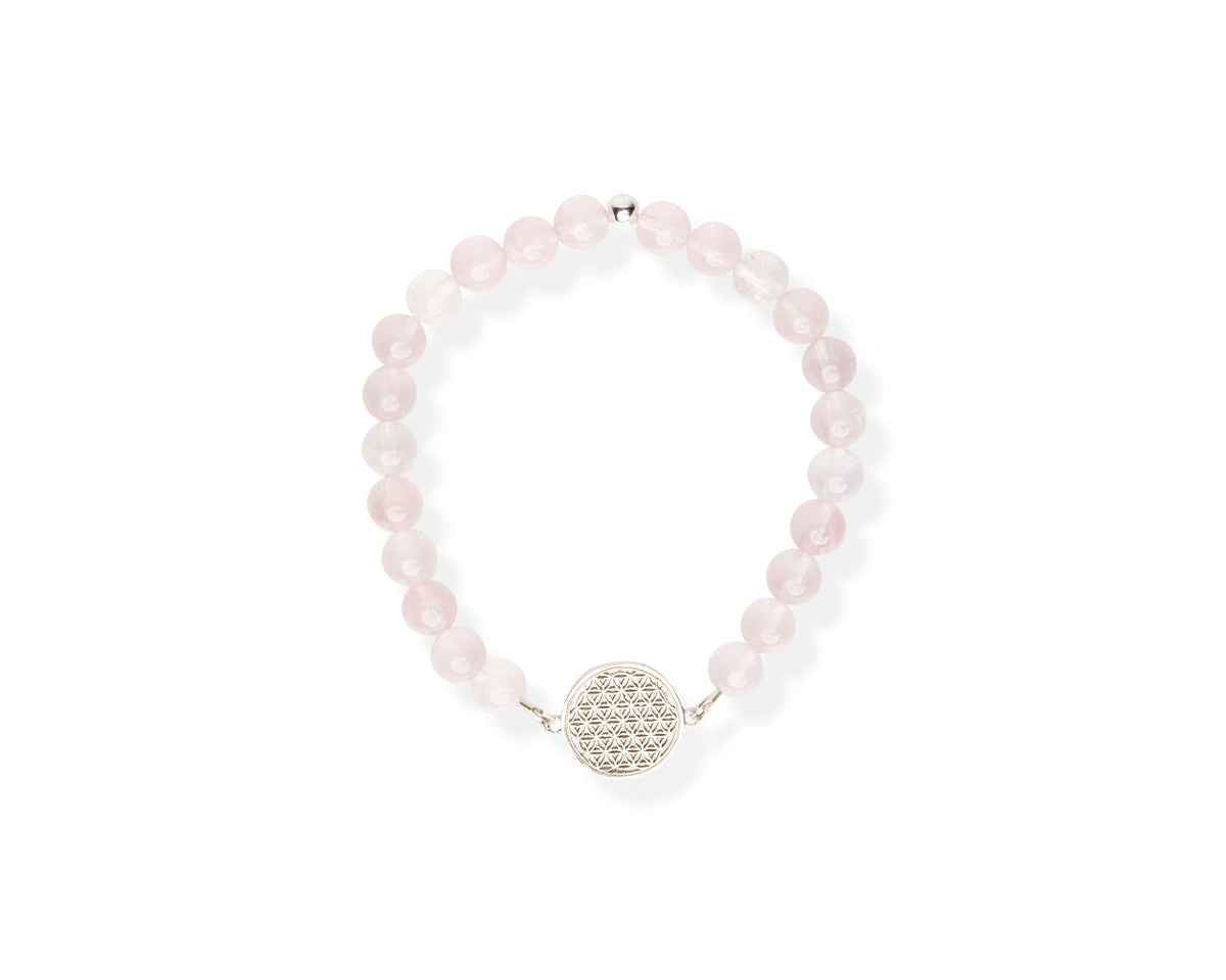 New Vintage by Kriss Flower of Life silver bracelet with rose quartz — view 2