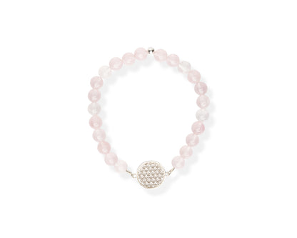 New Vintage by Kriss Flower of Life silver bracelet with rose quartz — view 2