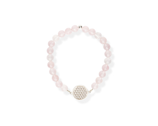 New Vintage by Kriss Flower of Life silver bracelet with rose quartz — view 2