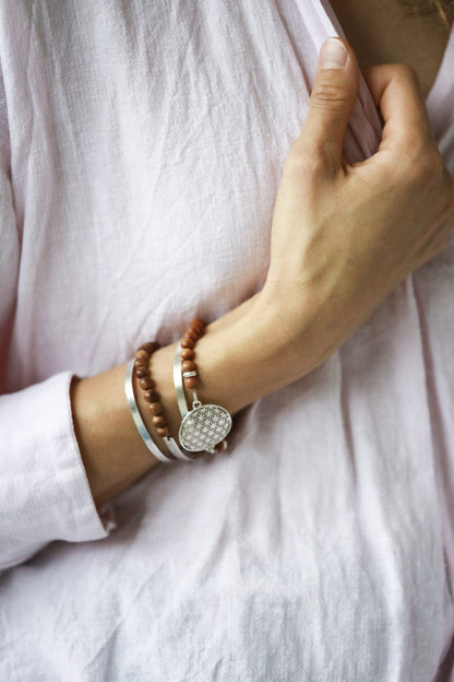 New Vintage by Kriss Flower of Life silver bracelet with sandalwood — view 2