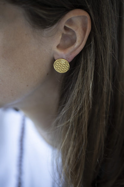 New Vintage by Kriss Flower of Life silver stud earrings — view 3