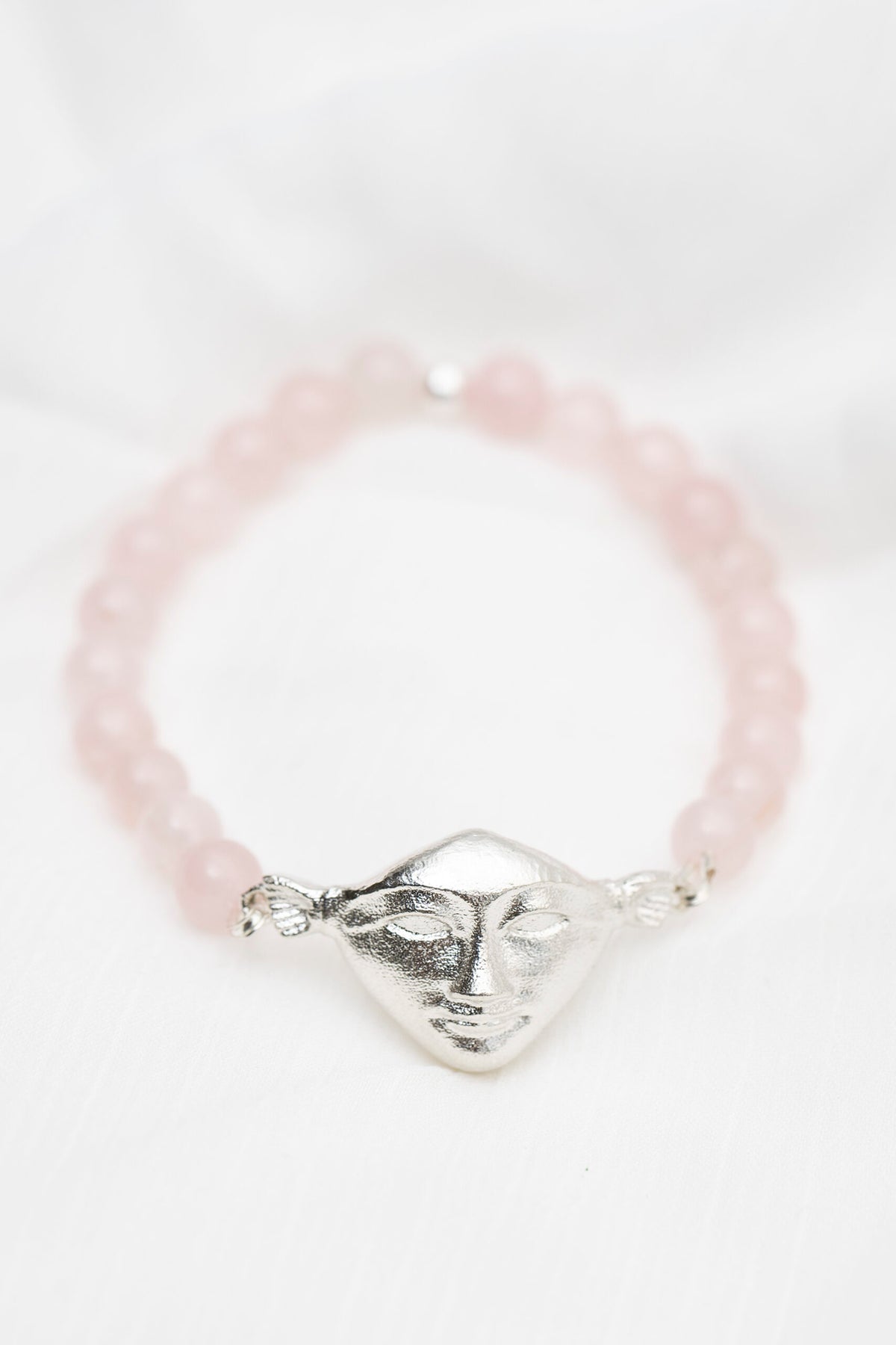 New Vintage by Kriss Hathor Harmony silver bracelet with rose quartz