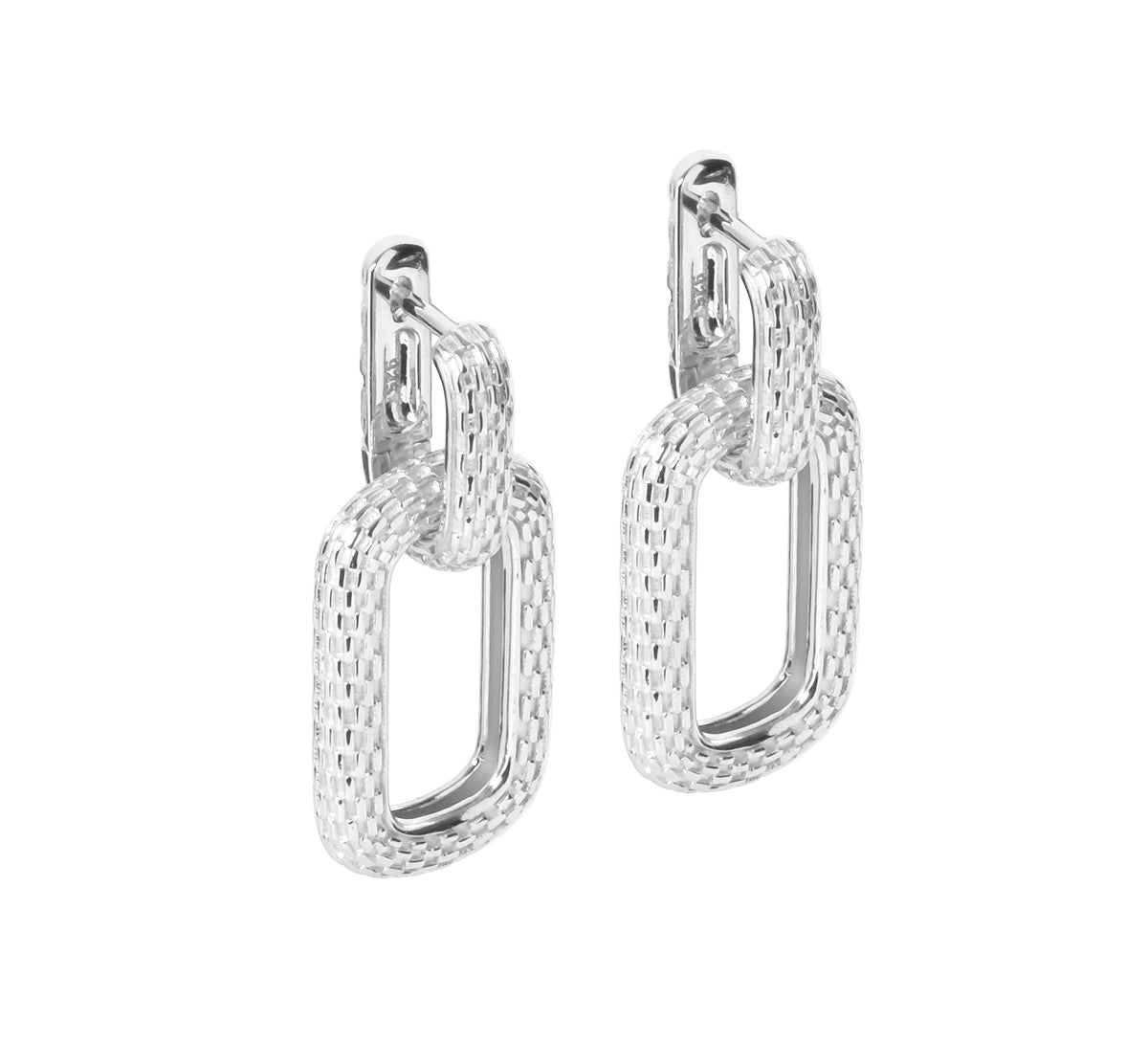 MyaMoon Honey Bee Hoopy silver link charm earrings — view 4