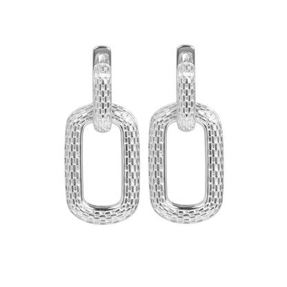 MyaMoon Honey Bee Hoopy silver link charm earrings