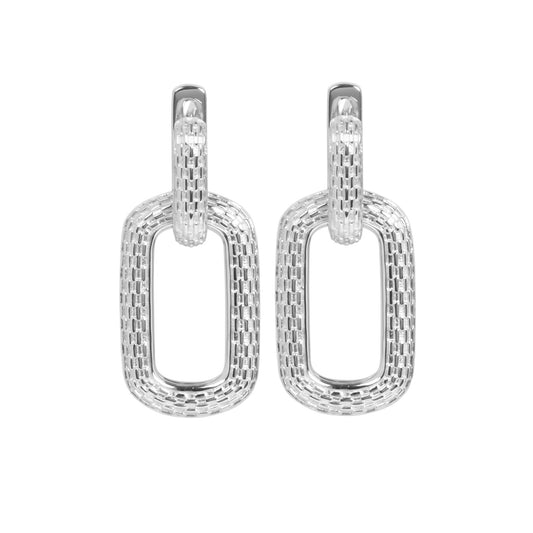 MyaMoon Honey Bee Hoopy silver link charm earrings
