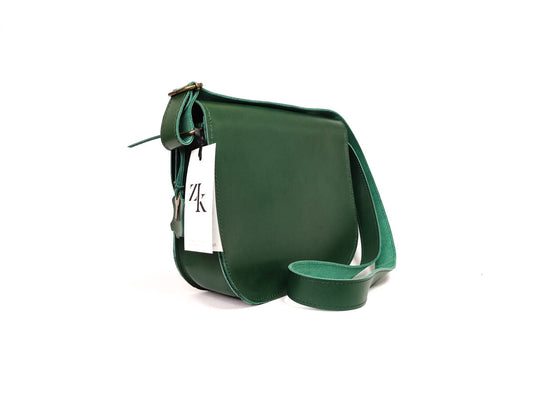 Zelma Kraft large green natural leather saddle bag — view 2