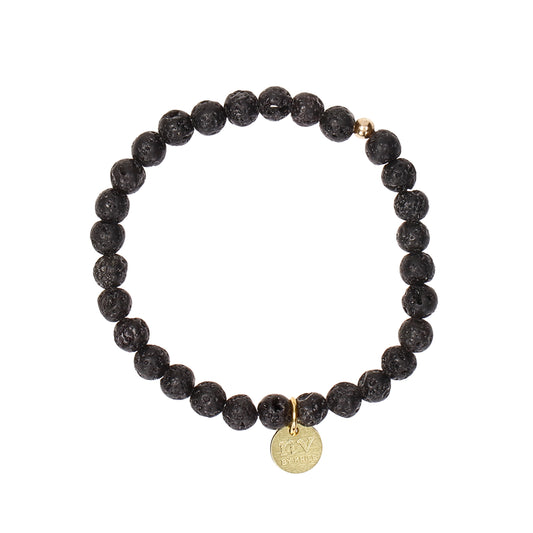 New Vintage by Kriss Lava Stone men's beaded bracelet