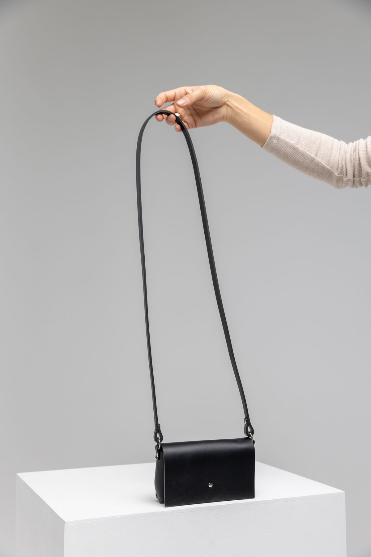 PYKOK Kora leather mini crossbody bag in black — view 3