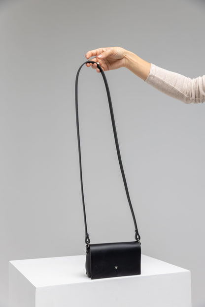PYKOK Kora leather mini crossbody bag in black — view 3