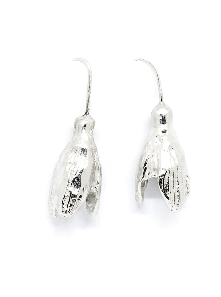 Agnes Veski SPRING Snowdrops silver drop earrings with hooks — view 2