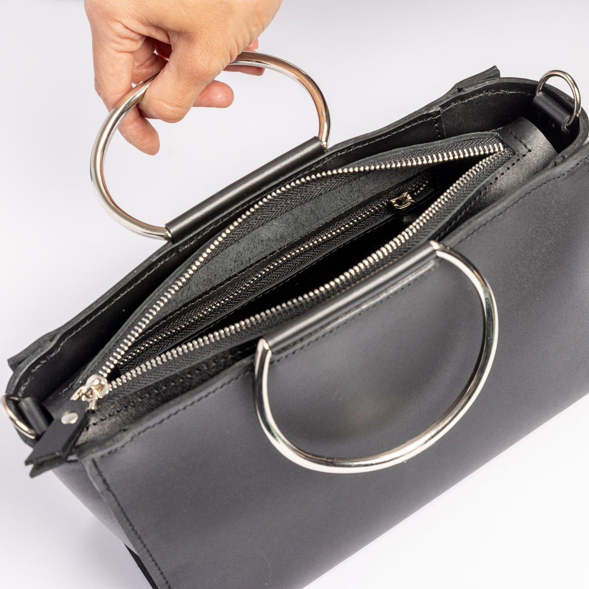 PYKOK Maria Mini genuine leather crossbody bag in black — view 3