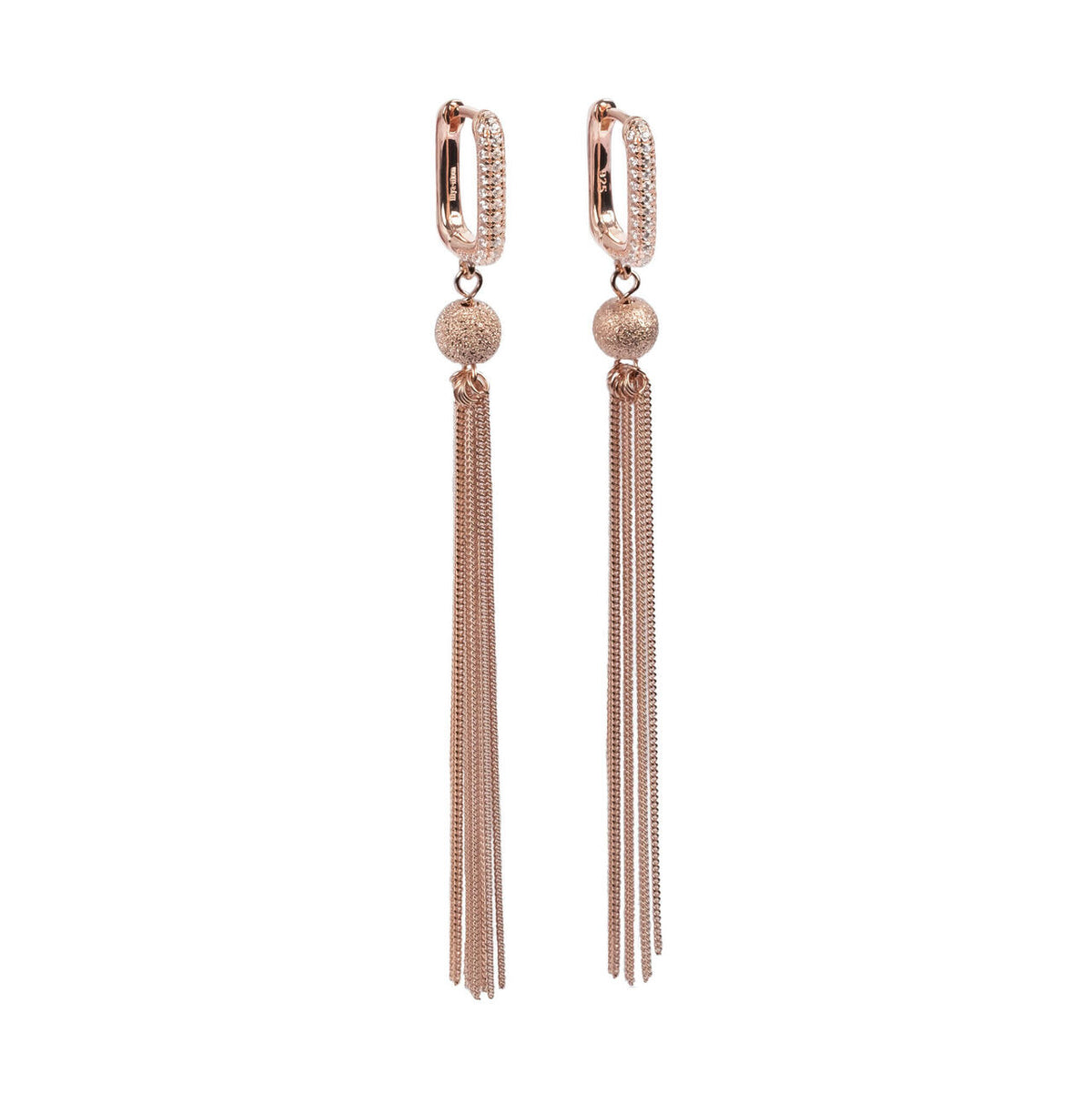 MyaMoon Metropolitan Glow silver zircon tassel earrings