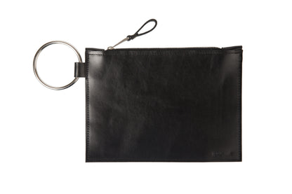PYKOK Nina black leather clutch with metal ring handle — view 4