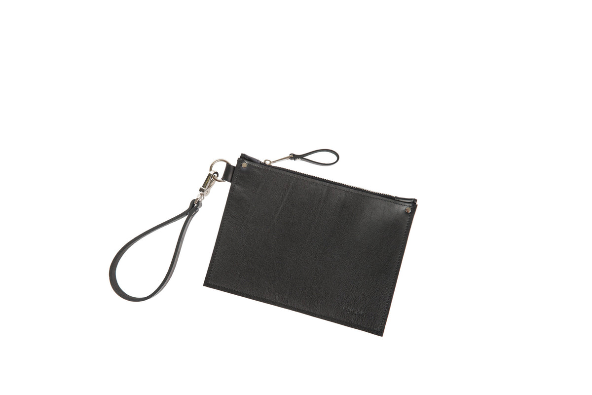 PYKOK Nina black leather clutch with wrist strap — view 4