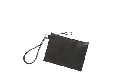 PYKOK Nina black leather clutch with wrist strap — view 4