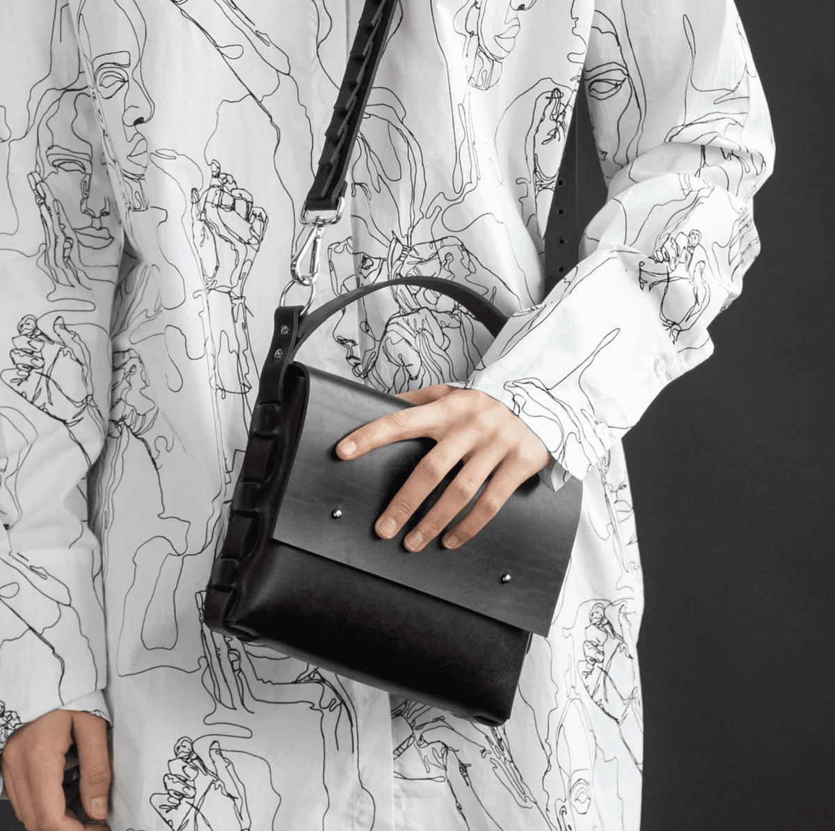 PYKOK Agatha no.2 natural leather crossbody bag in black