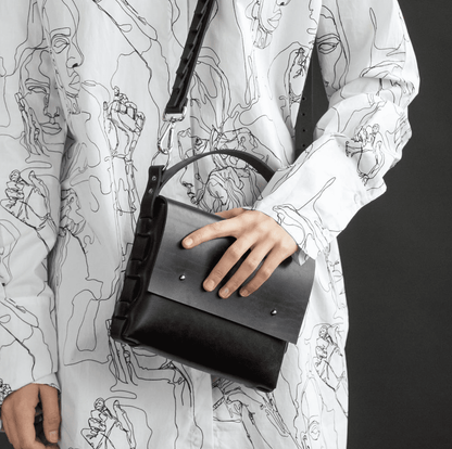 PYKOK Agatha no.2 natural leather crossbody bag in black