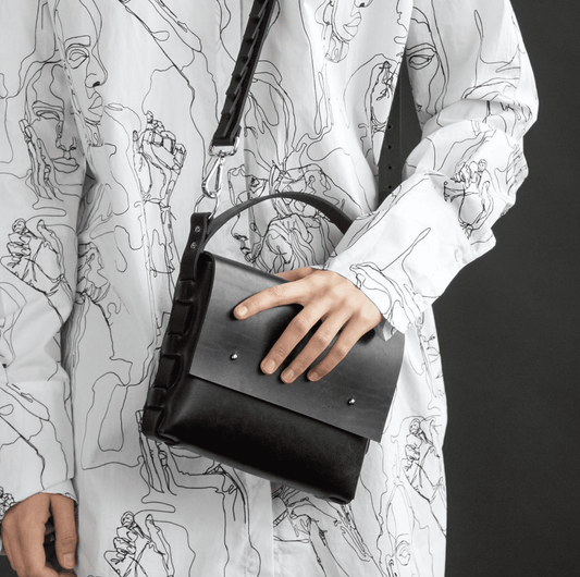 PYKOK Agatha no.2 natural leather crossbody bag in black