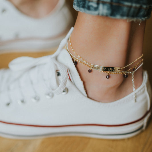 New Vintage by Kriss Eat Pray Love silver gemstone anklet