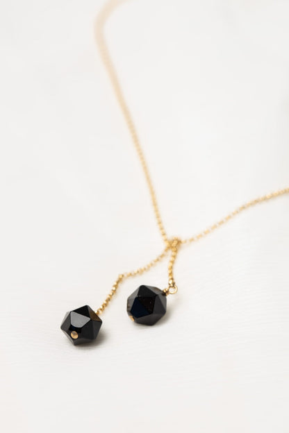 New Vintage by Kriss Tied to Coco silver necklace with onyx — view 3