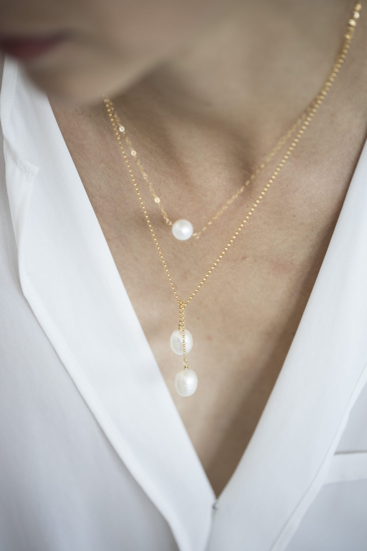 New Vintage by Kriss Tied to Coco silver pearl necklace