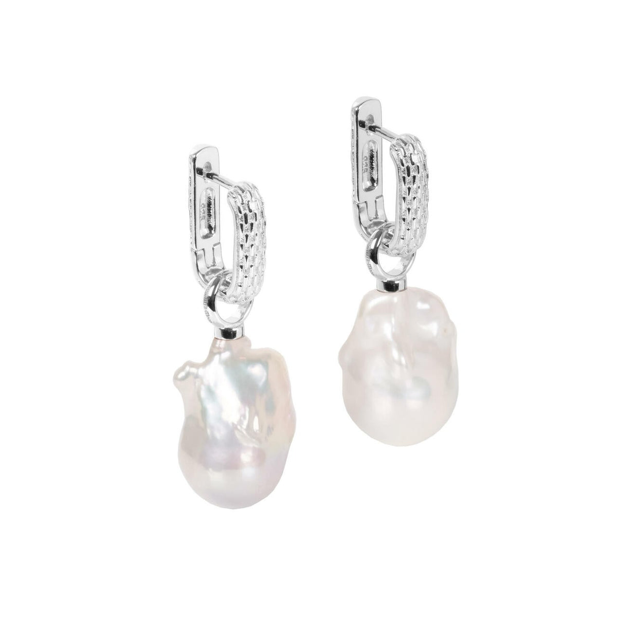 MyaMoon Baroque Pearl L silver pearl charm earrings — view 3