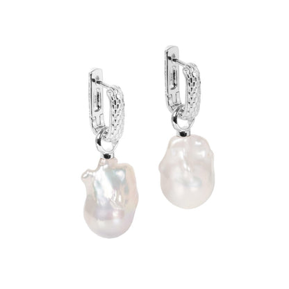 MyaMoon Baroque Pearl L silver pearl charm earrings — view 3