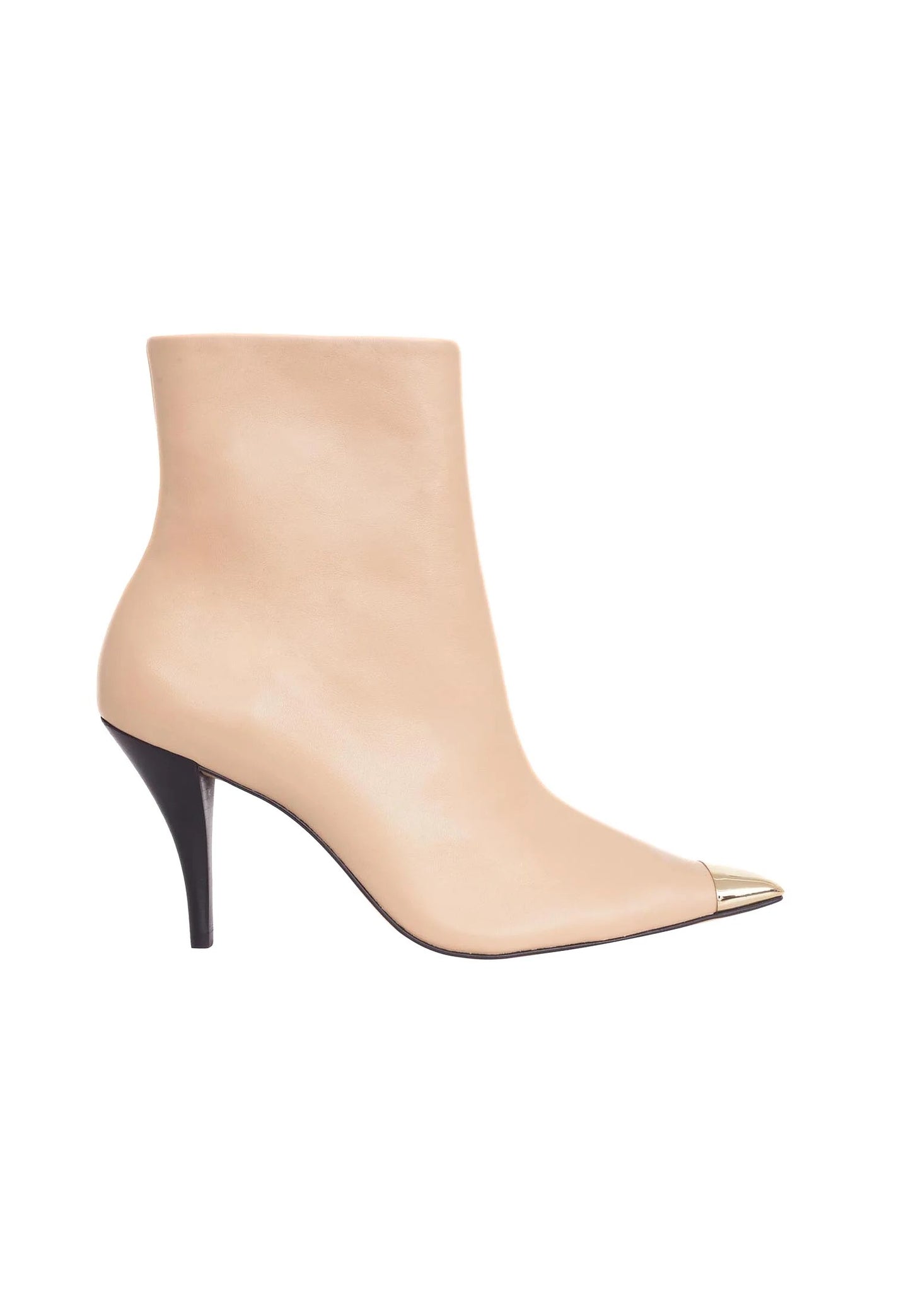 Beige Calf Leather Ankle Boots Inga – 8.7cm Heeled Pointed-Toe