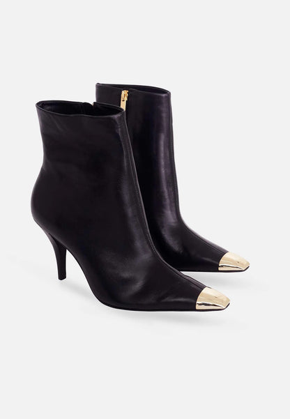 Black Calf Leather Ankle Boots Inga – 8.7cm Heeled Pointed-Toe