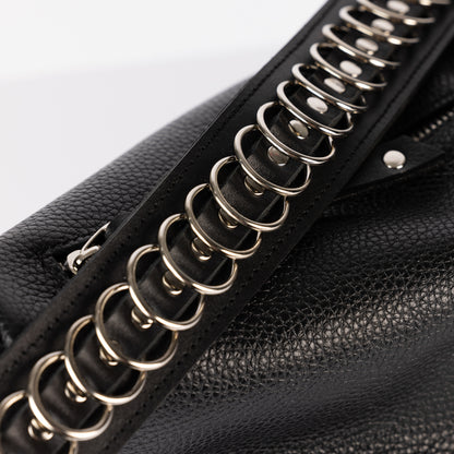 PYKOK Bona soft top-grain leather baguette bag in black — view 4