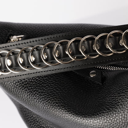 PYKOK Bona soft top-grain leather baguette bag in black — view 5